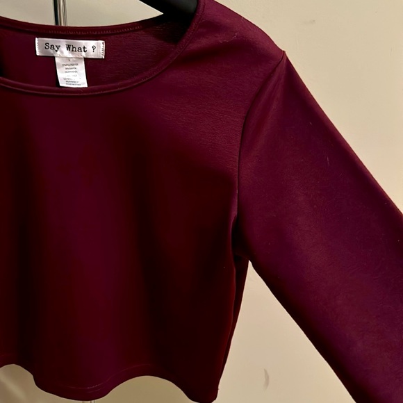 🤩 NWOT MAROON LONG SLEEVE SIZE L - GREAT QUALITY & SUPER SOFT CROP TOP 🤩 - Picture 6 of 11